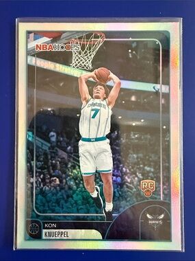 Topps NBA Hoops Kon Knueppel - White, Teal, Blue Holographic Rookie Card
